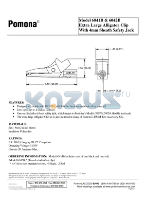 6042B-0 datasheet - Extra Large Alligator Clip With 4mm Sheath Safety Jack