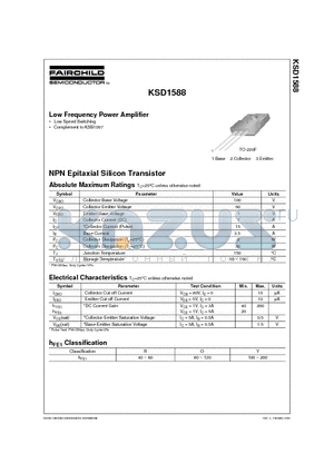 KSD1588 datasheet - Low Frequency Power Amplifier