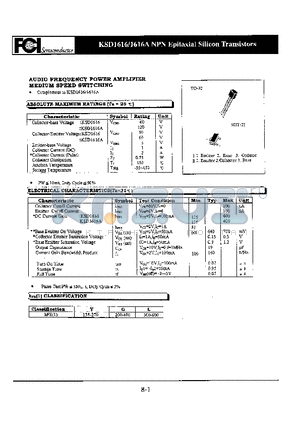 KSD1616 datasheet - NPN Expitaxial Silicon Transistors