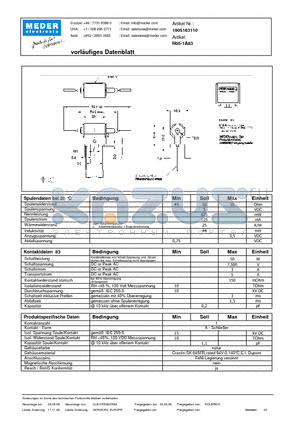 H05-1A83_DE datasheet - (deutsch) H Reed Relay