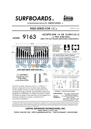 9163 datasheet - ACCEPTS ONE 14 OR 16-PIN S.O.I.C. or TWO 8-PIN SOICs DIRECT PINOUT OR ADD ADDITIONAL COMPONENTS