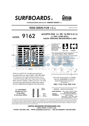 9164 datasheet - ACCEPTS ONE 14 OR 16-PIN S.O.I.C. or TWO 8-PIN SOICs LARGER PERIPHERAL BREADOARDING AREA