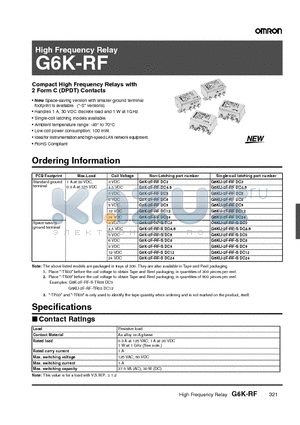 G6K-2F-RF-SDC3 datasheet - High Frequency Relay