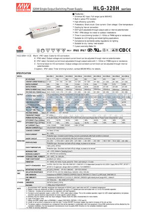 HLG-320H-24 datasheet - 320W Single Output Switching Power Supply