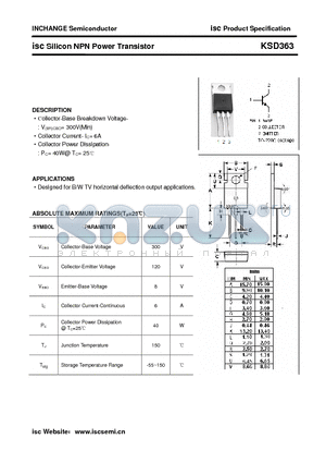 KSD363 datasheet - isc Silicon NPN Power Transistor