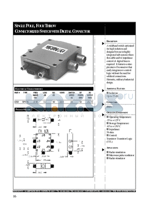 6058 datasheet - SINGLE POLE, FOUR THROW CONNECTORIZED SWITCHES WITH DIGITAL CONNECTOR
