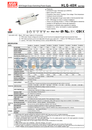 HLG-40H-15 datasheet - 40W Single Output Switching Power Supply