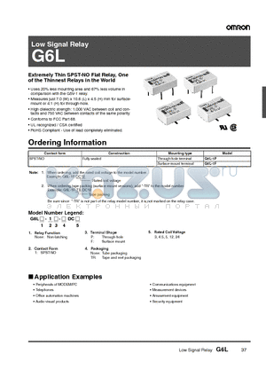 G6L_10 datasheet - Low Signal Relay