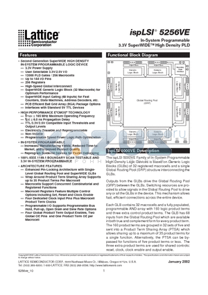 ISPLSI5256VE-125LB272I datasheet - In-System Programmable 3.3V SuperWIDE High Density PLD