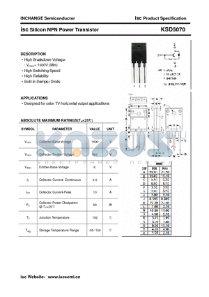 KSD5070 datasheet - isc Silicon NPN Power Transistor