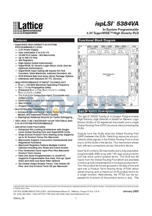 ISPLSI5384VA-100LB388 datasheet - In-System Programmable 3.3V SuperWIDE High Density PLD