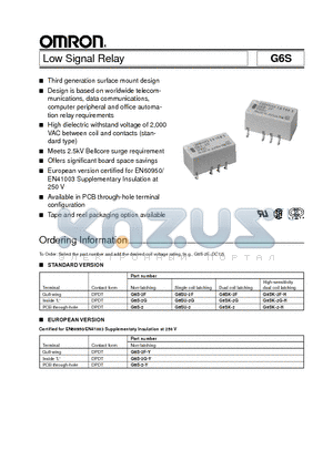 G6S-2G-Y datasheet - Low Signal Relay