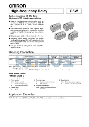 G6W-1F-R datasheet - High-frequency Relay