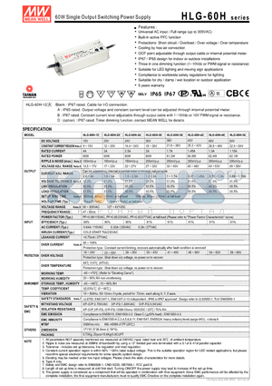 HLG-60H-30 datasheet - 60W Single Output Switching Power Supply