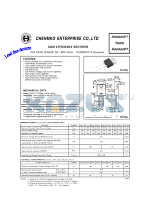 H08A30PT datasheet - HIGH EFFICIENCY RECTIFIER