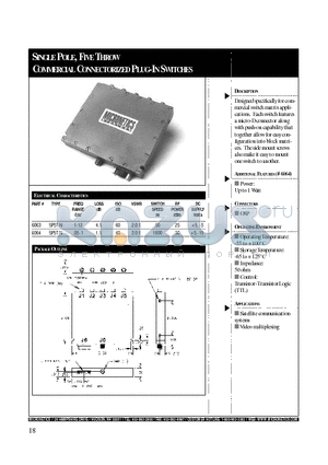 6063 datasheet - SINGLE POLE, FIVE THROW COMMERCIAL CONNECTORIZED PLUG-IN SWITCHES