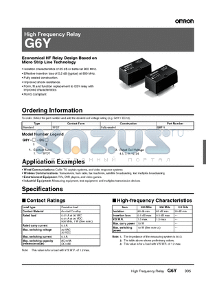 G6Y-1 datasheet - High Frequency Relay