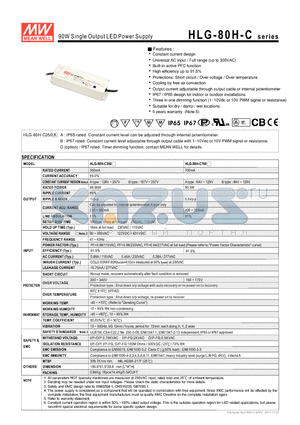 HLG-80H-C datasheet - 90W Single Output LED Power Supply