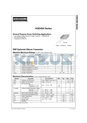 KSE45H10 datasheet - General Purpose Power Switching Applications