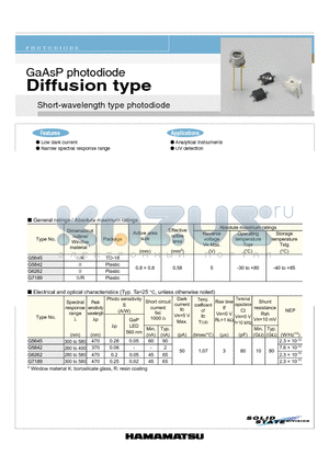 G7189 datasheet - GaAsP photodiode