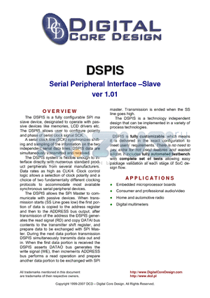 DSPIS datasheet - Serial Peripheral Interface - Slave