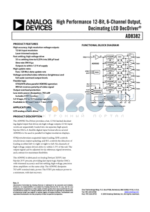 AD8382 datasheet - High Performance 12-Bit, 6-Channel Output, Decimating LCD DecDriver