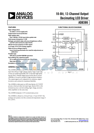 AD8386JCPZ datasheet - 10-Bit, 12-Channel Output Decimating LCD Driver