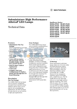 HLMA-PH00 datasheet - Subminiature High Performance AlInGaP LED Lamps