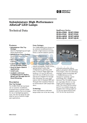 HLMA-PL00 datasheet - Subminiature High Performance AlInGaP LED Lamps
