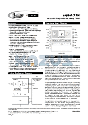 ISPPAC80-01SI datasheet - In-System Programmable Analog Circuit