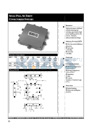 6070 datasheet - SINGLE POLE, SIX THROW CONNECTORIZED SWITCHES