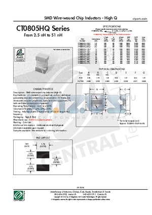 CT0805HQK-16NK datasheet - SMD Wire-wound Chip Inductors - High Q