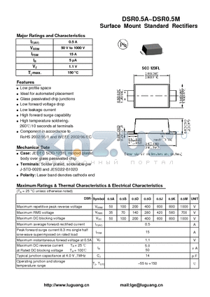 DSR-0.5B datasheet - Surface Mount Standard Rectifiers
