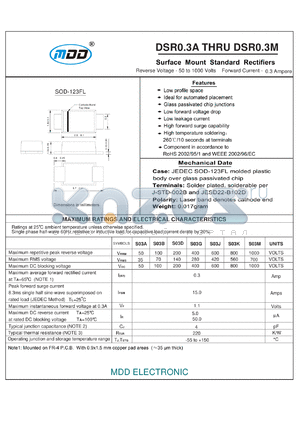 DSR0.3A datasheet - Surface Mount Standard Rectifiers