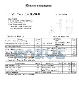 KSF60A60B datasheet - FRD - Low Forward Voltage Drop