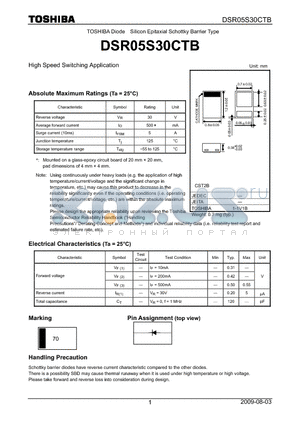 DSR05S30CTB datasheet - Diode Silicon Epitaxial Schottky Barrier Type