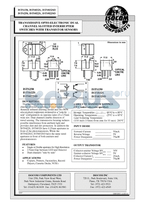 ISTS150 datasheet - TRANSMISSIVE OPTO-ELECTRONIC DUAL CHANNEL SLOTTED INTERRUPTER SWITCHES WITH TRANSISTOR SENSORS