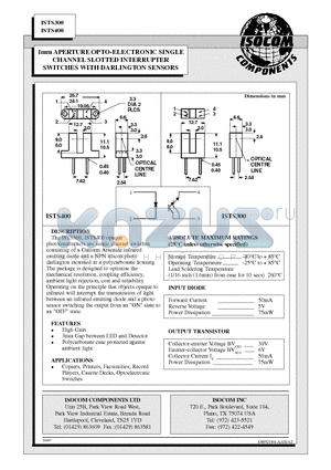 ISTS300 datasheet - 1mm APERTURE OPTO-ELECTRONIC SINGLE CHANNEL SLOTTED INTERRUPTER SWITCHES WITH DARLINGTON SENSORS