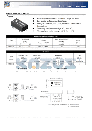 FB2009E datasheet - SURFACE MOUNT 10 BASE-T INTERFACE MODULES APPLY TO GENERIC IC