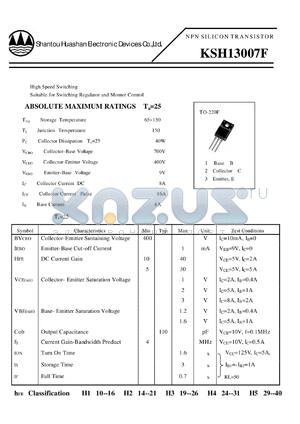 KSH13007F datasheet - NPN SILICON TRANSISTOR