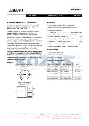 ISYE-1009RH/PROTO datasheet - Radiation Hardened 2.5V Reference