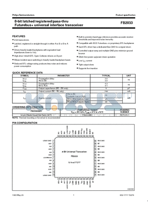 FB2033BB datasheet - 8-bit latched/registered/pass-thru Futurebus universal interface transceiver