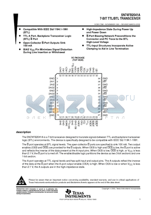 FB2041A datasheet - 7-BIT TTL/BTL TRANSCEIVER