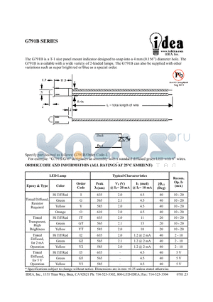 G791B datasheet - T-1 size panel mount indicator