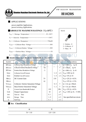 H1020S datasheet - PNP SILICON TRANSISTOR