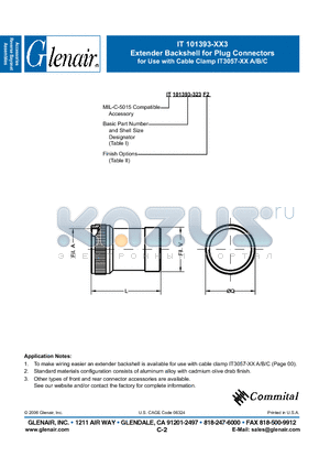 IT101393-123 datasheet - Extender Backshell for Plug Connectors