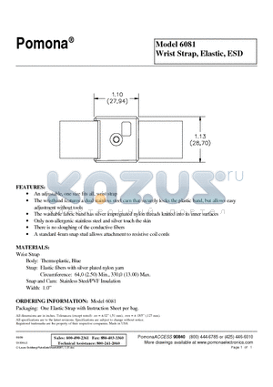 6081 datasheet - Wrist Strap, Elastic, ESD