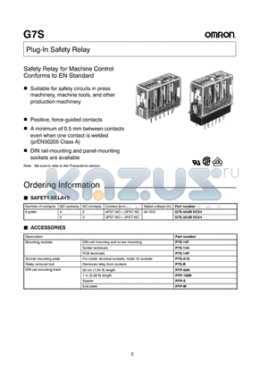 G7S datasheet - Plug-In Safety Relay