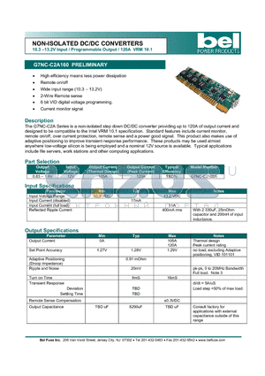 G7NC-C2A160 datasheet - NON-ISOLATED DC/DC CONVERTERS 10.3 -13.2V Input / Programmable Output / 120A VRM 10.1