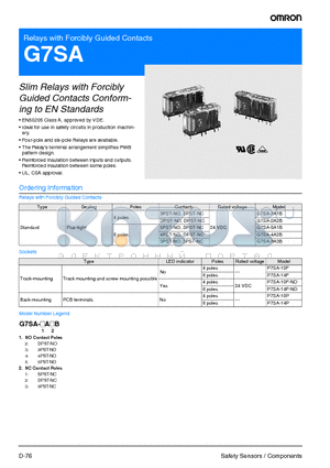 G7SA datasheet - Relays with Forcibly Guided Contacts